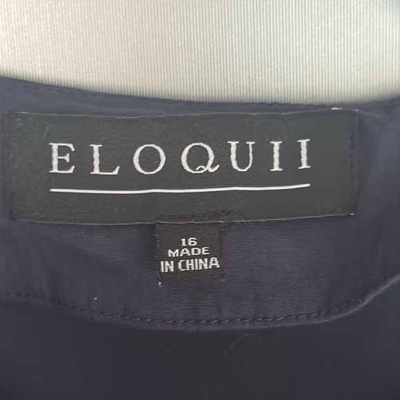 Eloquii Sailor Collar Puff Sleeves Shirt Dress Button Down Navy Blue Size 18 - Picture 5 of 9